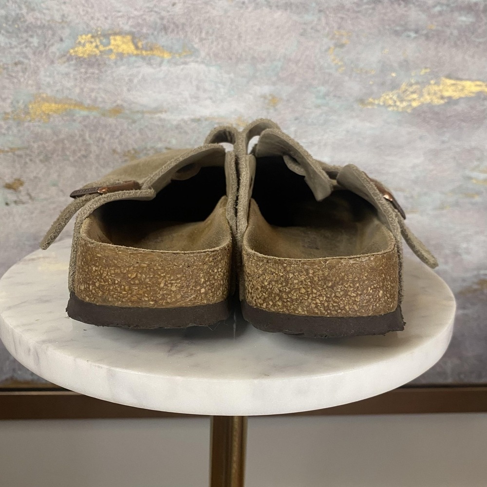 Birkenstock Boston Clog Shoes Womens Size EU 38 Beige Suede Slip On Comfort - Picture 4 of 9